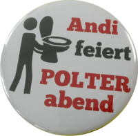 feiert Polterabend mit Klo Button