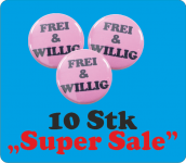 10 er Pack JGA Buttons "Frei und willig"