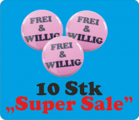 10 er Pack JGA Buttons "Frei und willig"