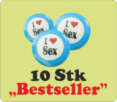 Set of 10 pieces "I love sex" blue