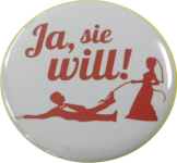 Ja Sie will Button weiss-rot