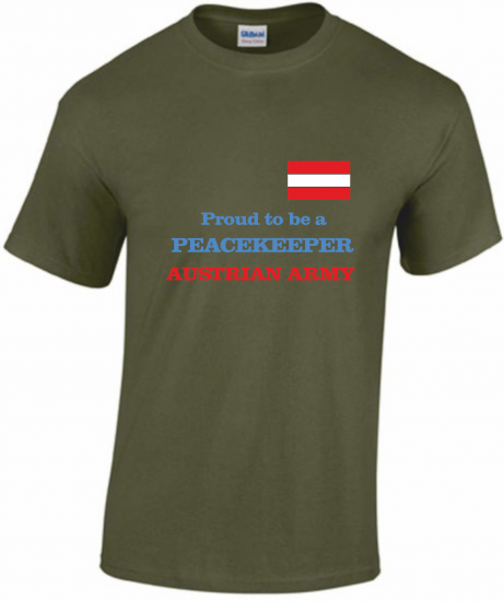T-shirt "Proud to be a Peacekeeper" Austrian Flag1 - Click Image to Close