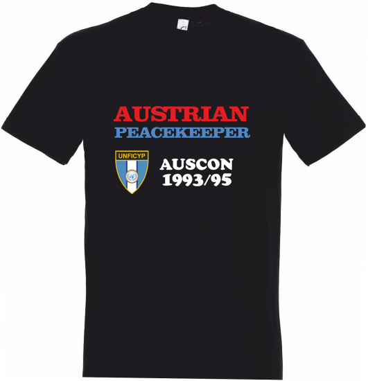 T-Shirt UNFICYP AUSCON schwarz mit Wappen - zum Schließen ins Bild klicken