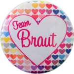 Braut Button JGA mit Herzen Team