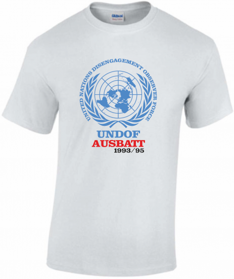T-shirt UNDOF AUSBATT white UN sign - Click Image to Close
