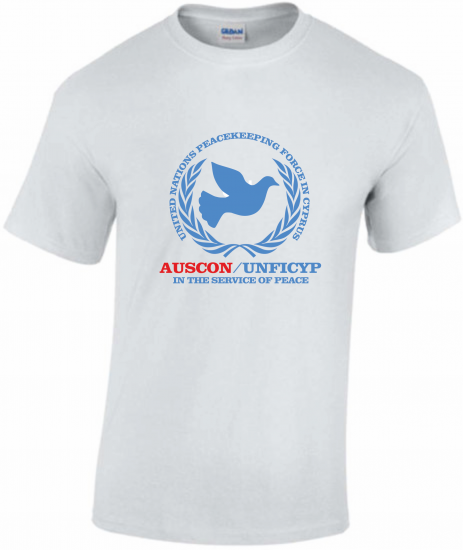 T-Shirt UNFICYP AUSCON white - Friedenstaube - zum Schließen ins Bild klicken