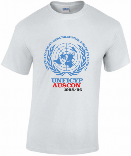 T-shirt UNFICYP AUSCON white - UN sign - Click Image to Close