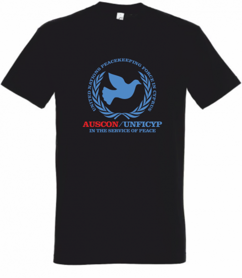 T-Shirt UNFICYP AUSCON schwarz - Friedenstaube - zum Schließen ins Bild klicken